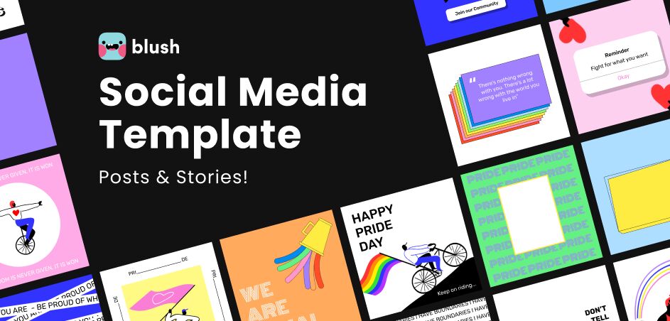 Pride Social Media Templates with Illustrations